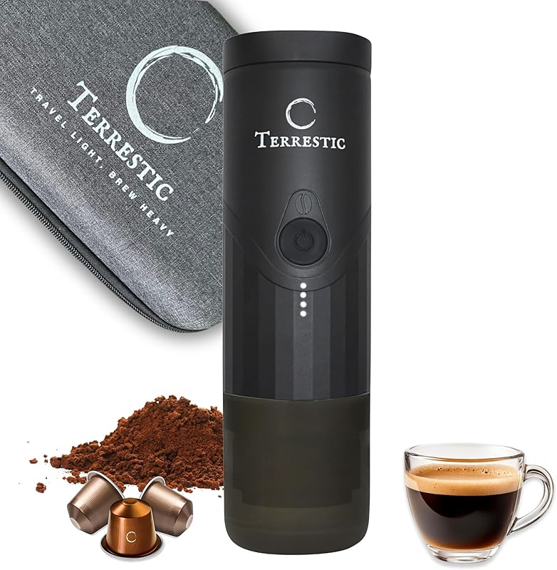 Terrestic Machine à Café Expresso Portable Électrique – Compatible Capsules Nespresso et Café Moulu,