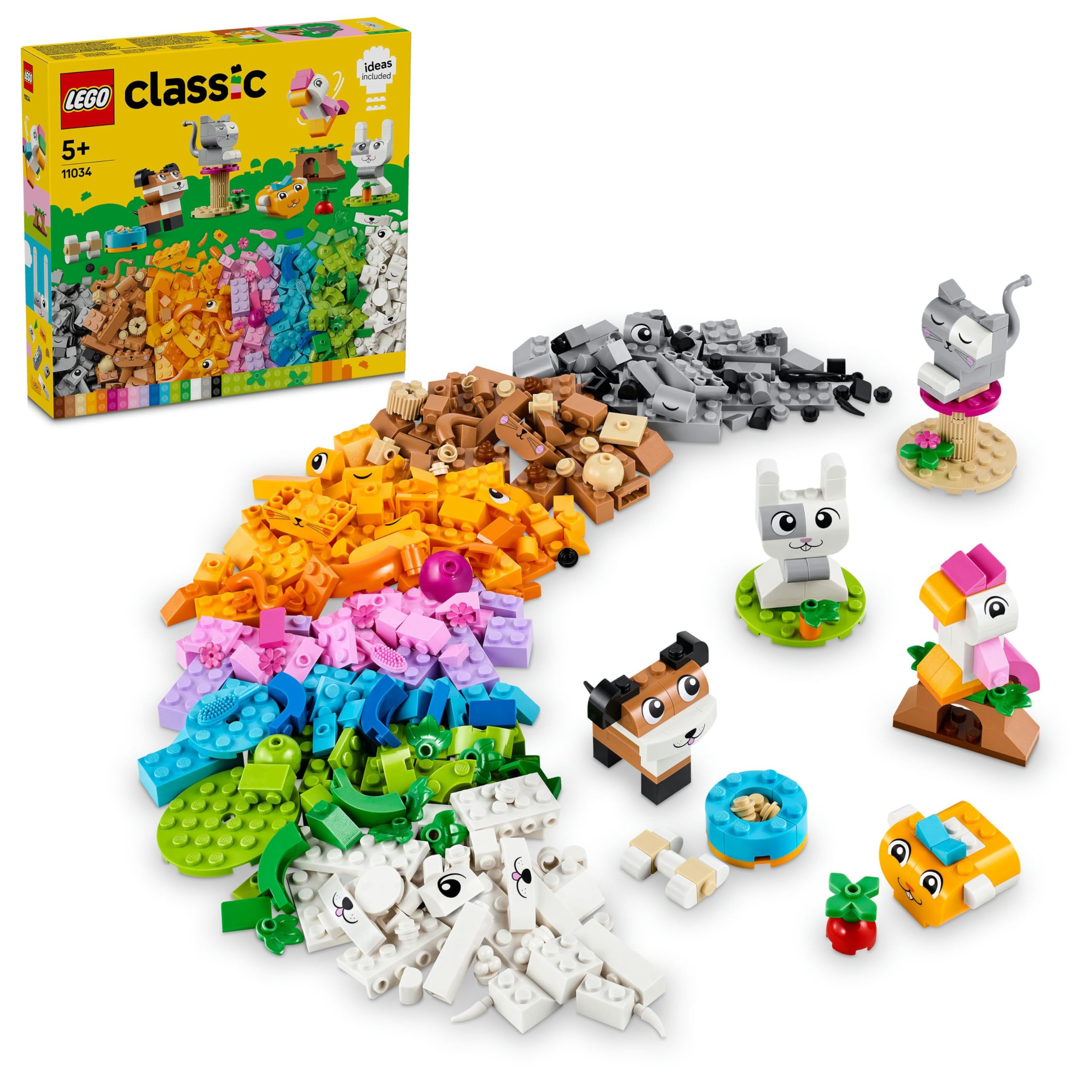 LEGO Classic Yaratıcı Evcil Hayvanlar 11034 – 5 Yaş ve Üzeri İçin Hayvan Figürleri İçeren Yaratıcı Oyuncak Yapım Seti, Doğum Günü Hediyesi Fikri (450 Parça)