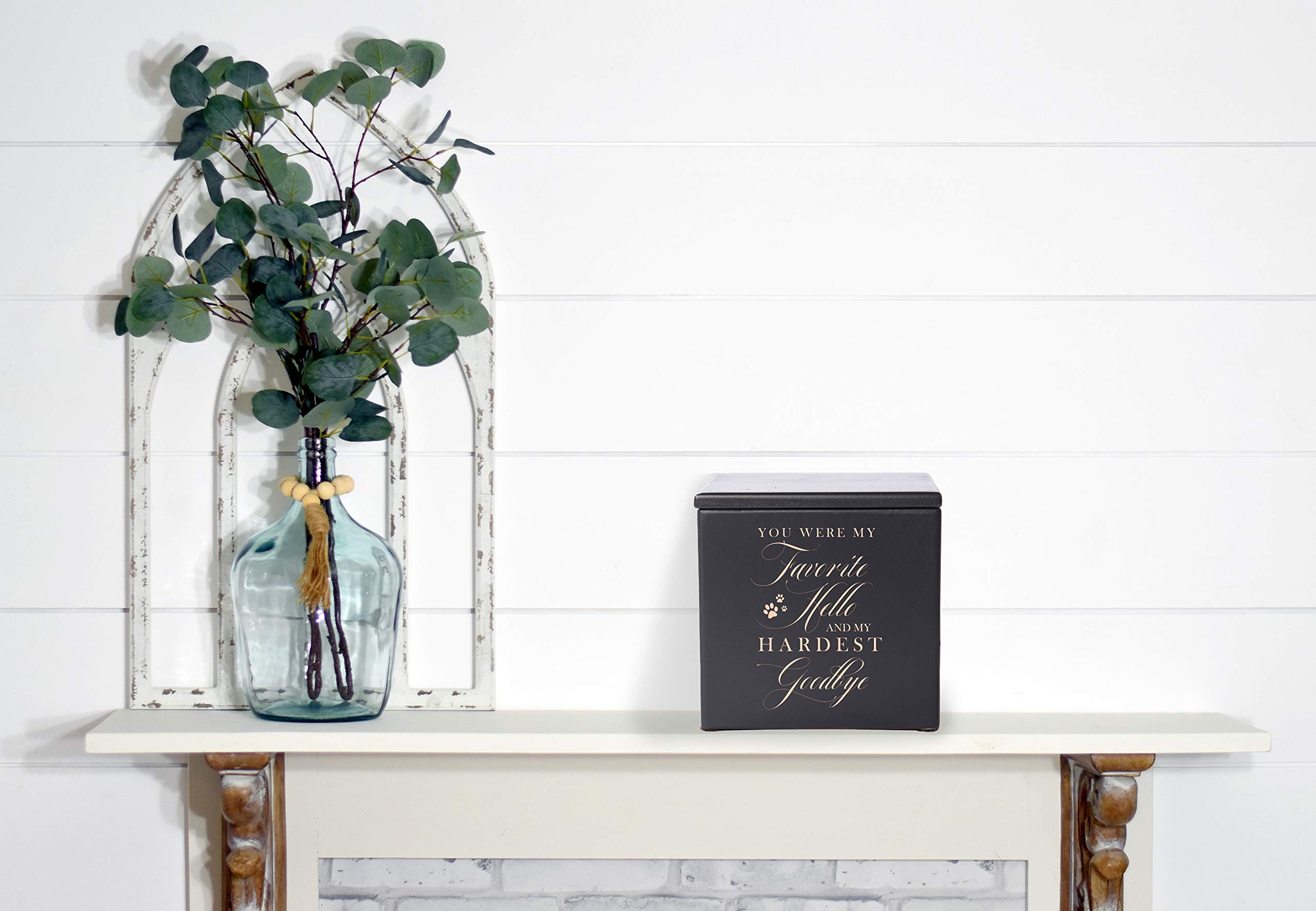 Lifesong Milestones Custom Wooden Cremation Urn Box for Dog, Cat,Pet Ashes Loss Of Pet You Were My Favorite Hello 3.5x3.5x3x3.75 Small Memorial Keepsake Box holds 18 cu.in