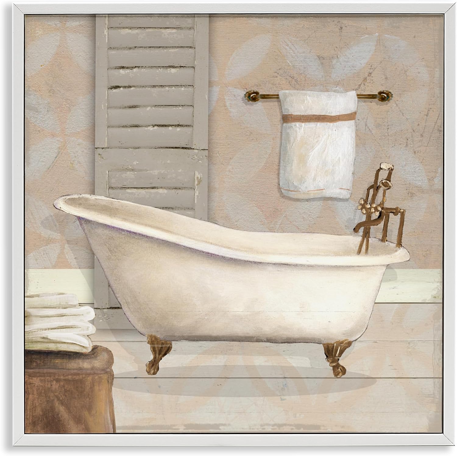 Vintage Clawfoot Bathtub Bathroom, 24 x 24 Inch Framed Giclée Print | Stupell Industries · By Carol Robinson · Ready to hang · Great for bathroom or bedroom · Made in USA