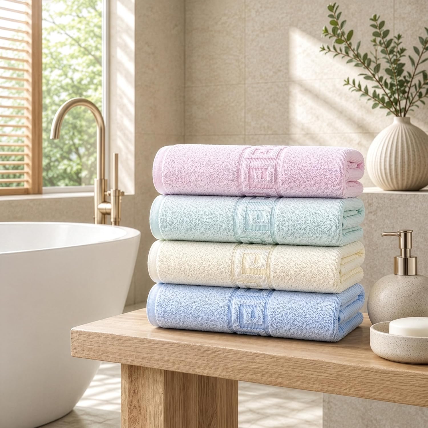 100% Cotton Bath Towels,4 Pack,30" x 60" Inches, Light Weight, Soft, Super Absorbent and Fast Drying, No Fading Multipurpose Use for Sports, Swimming, Travel, Fitness, Yoga, Multicolor.