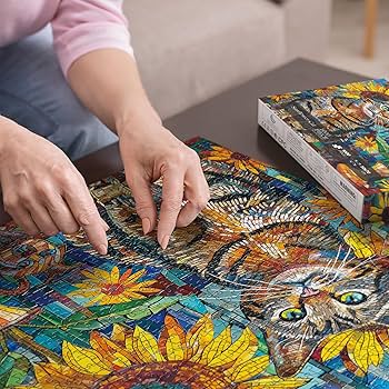 Amazon | 猫 ひまわり モザイクパズル 大人用 1000ピース