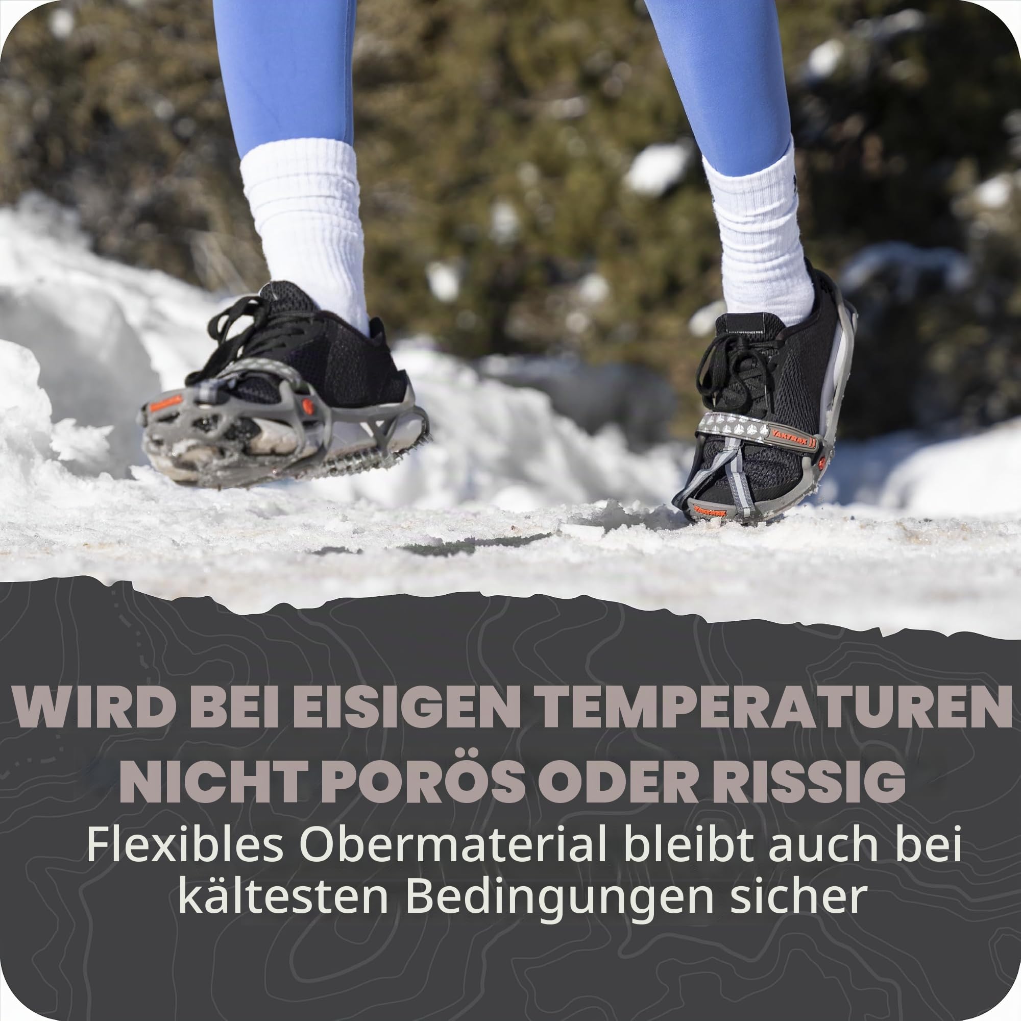 YAKTRAX Run Ice & Snow Grips für Laufschuhe, 3mm Carbide-Steel Spikes & 1.4mm Stainless-Steel Coils, bietet Traktion in EIS & Schnee, Grau