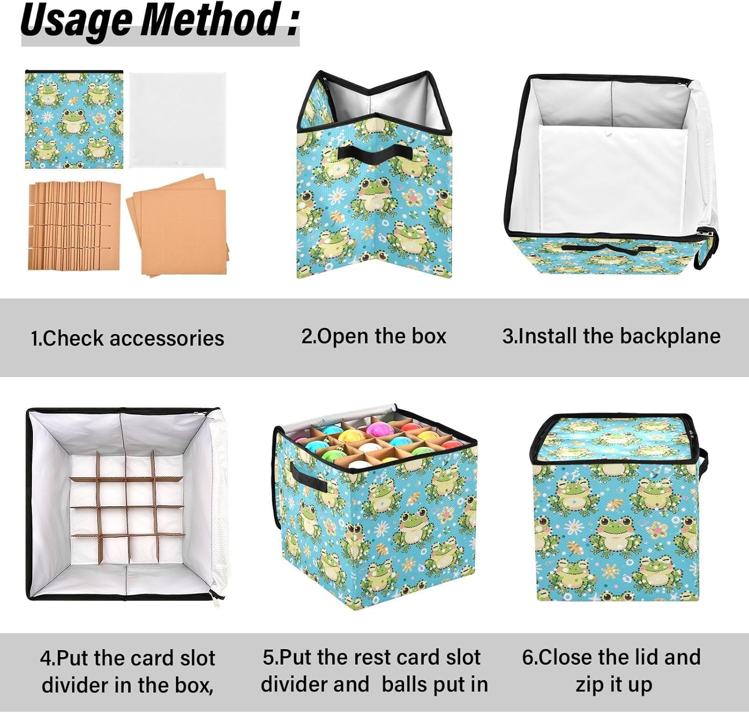 High Capacity Christmas large ornament storage Holds Up to 64, Adjustable Dividers, Zippered Top, Two Handles stackable christmas tree decorations with Lid,Fake Sequin Glitter Blue Frog