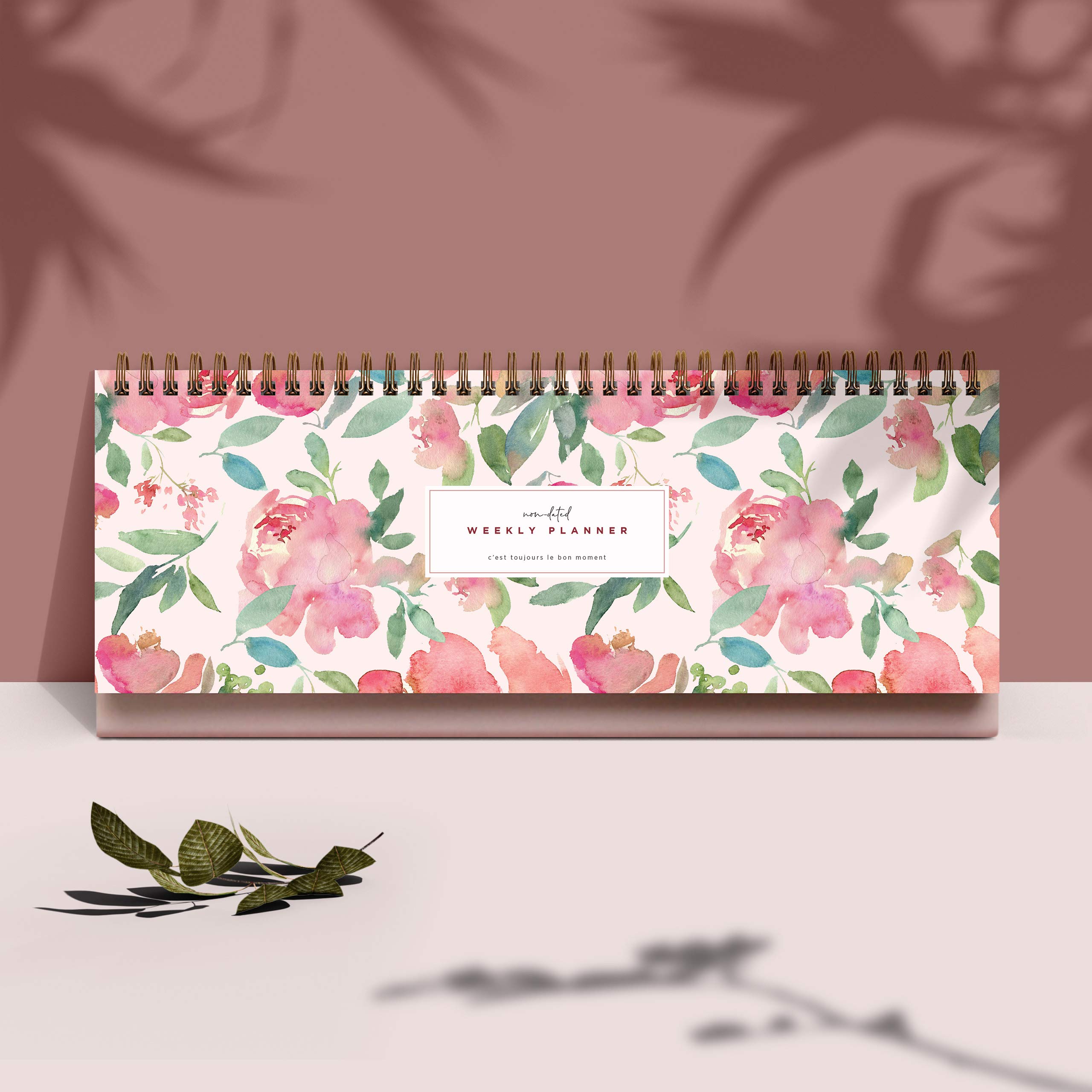 Belle Fleur Non-Dated Spiral Weekly Desk Calendar Planner, 60 Week Inspirational to Do List Pad Desktop Stand, 3.75" x 10.5", La Lune Collection by Bright Day - Image 6