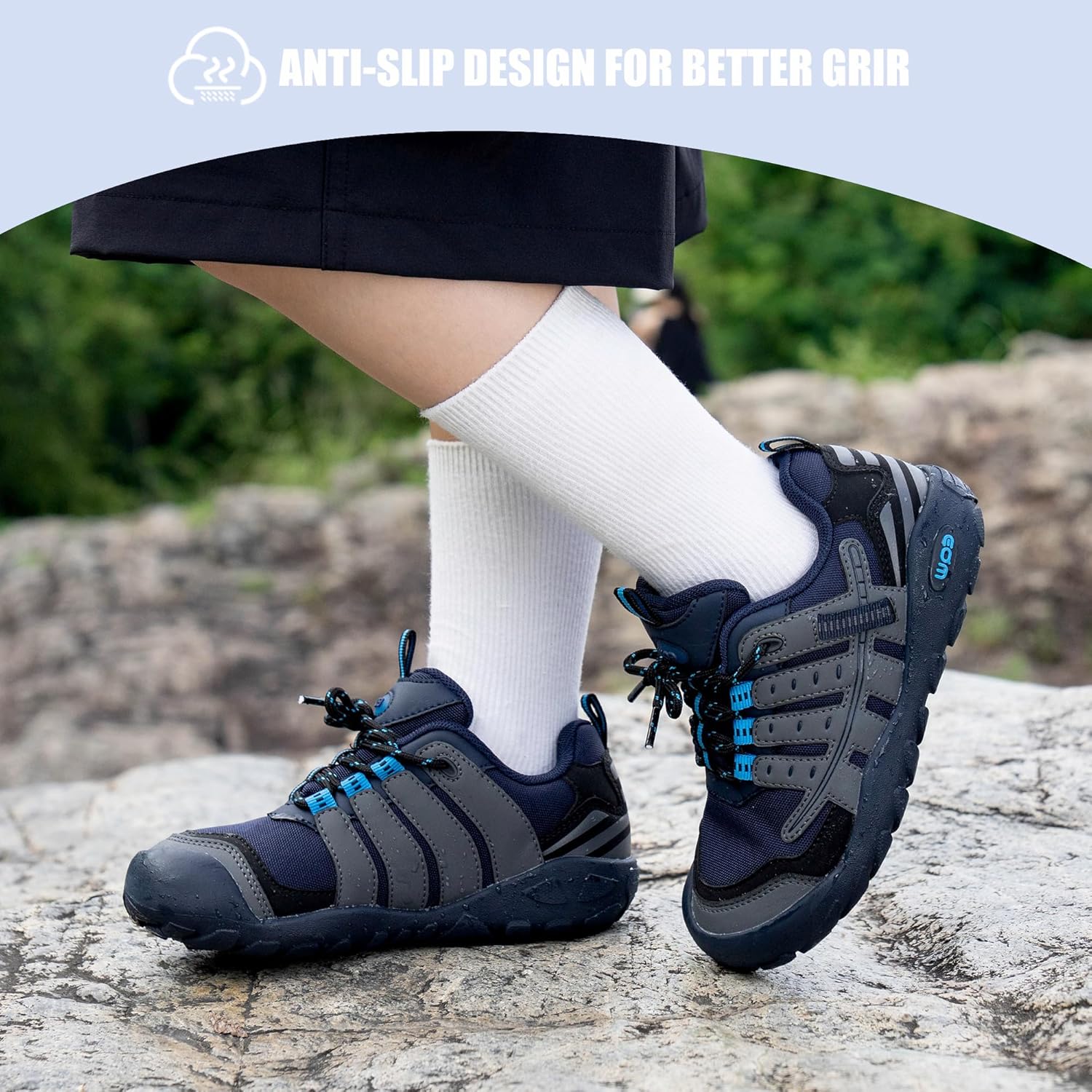 EQW Kids Waterproof Hiking Shoes for Boys & Girls Wide Toe-Box Hike Trekking Trails Shoes