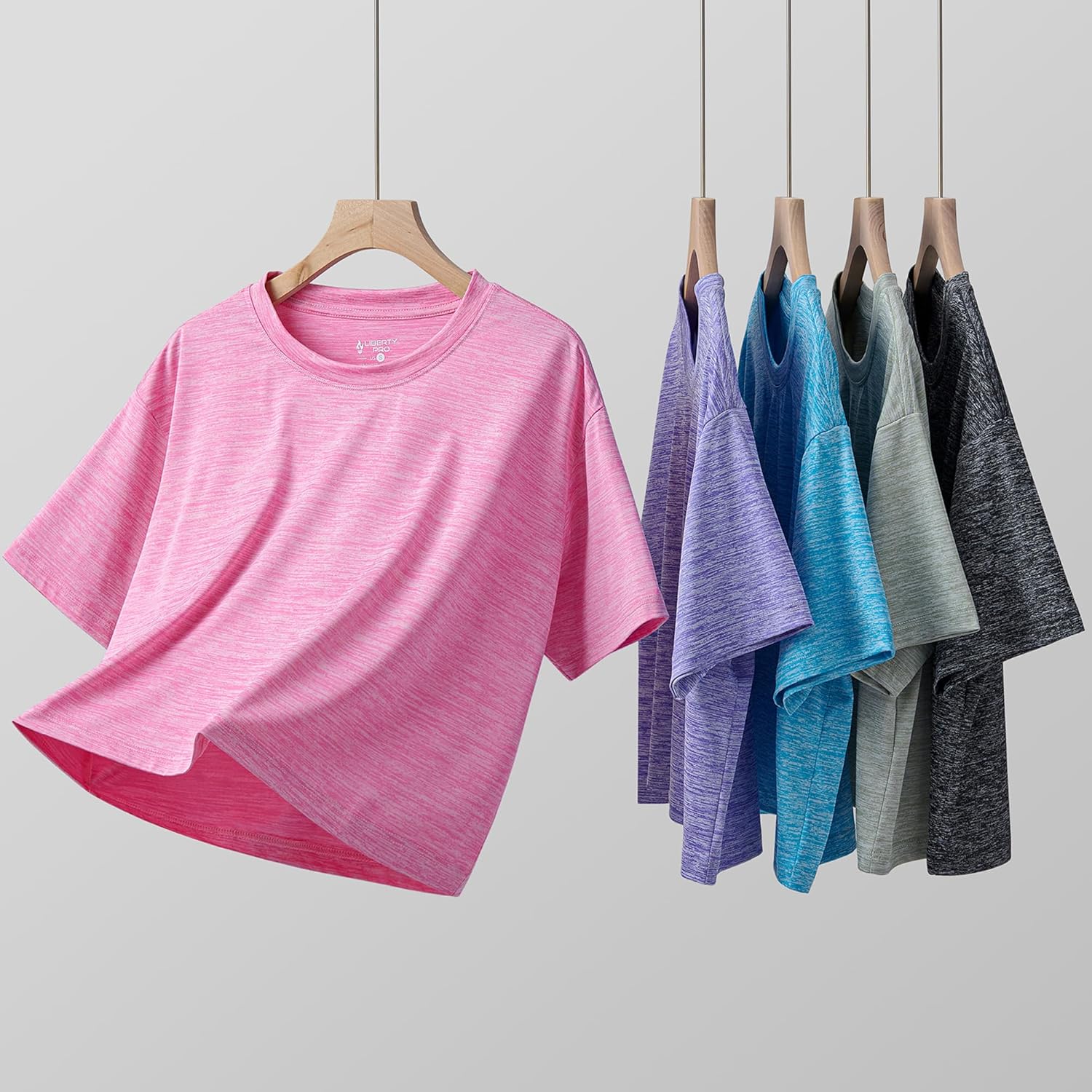 5 Pack Women’s Loose Fit Crop Tops- Dry Fit Athletic Short Sleeve Workout T-Shirts Yoga Running Gym Casual Tees - Image 7