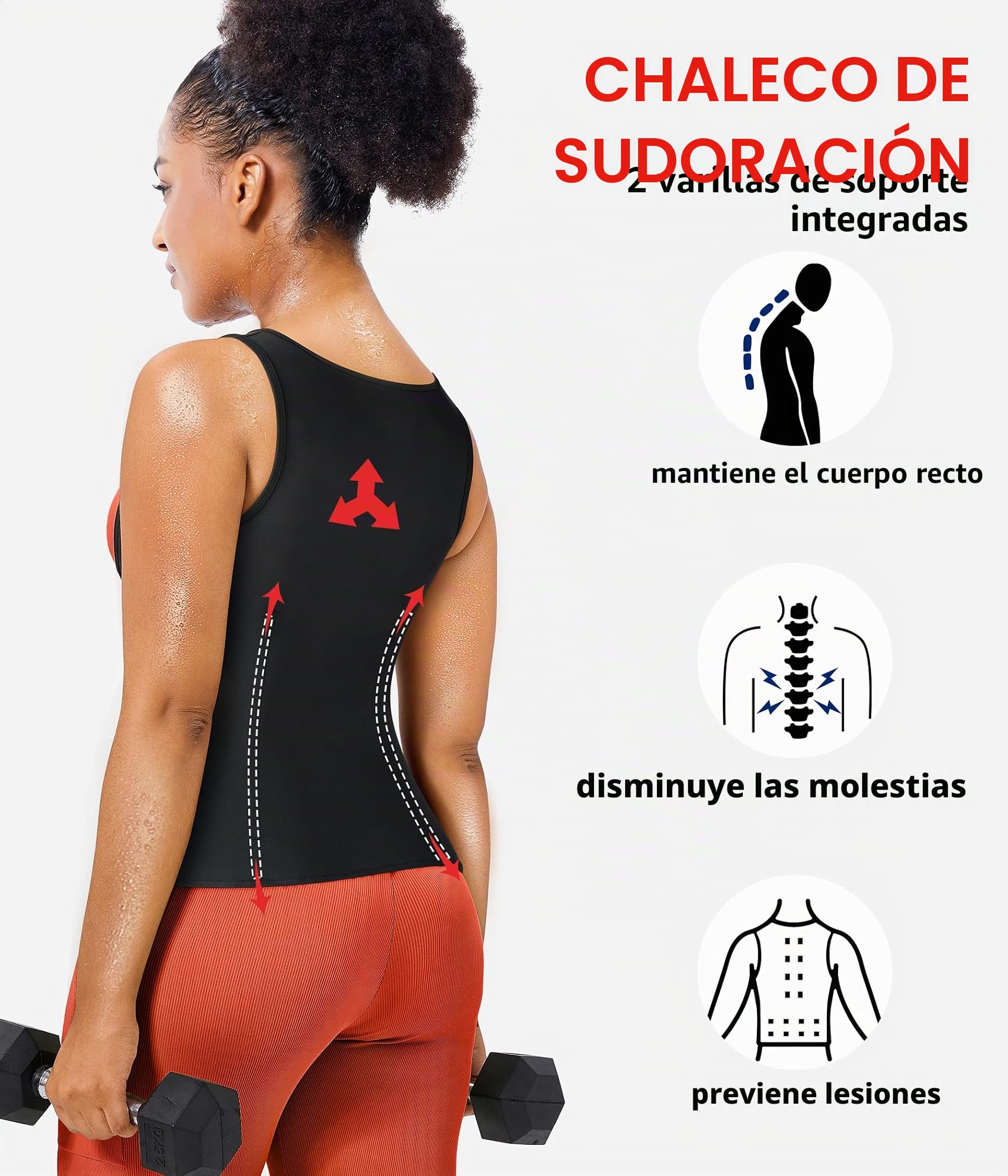 KUMAYES Fajas Reductoras Abdomen Mujer Chaleco Sauna Deportivo Adelgazantes Abdominal Compresion Sudoración para Deporte Fitness