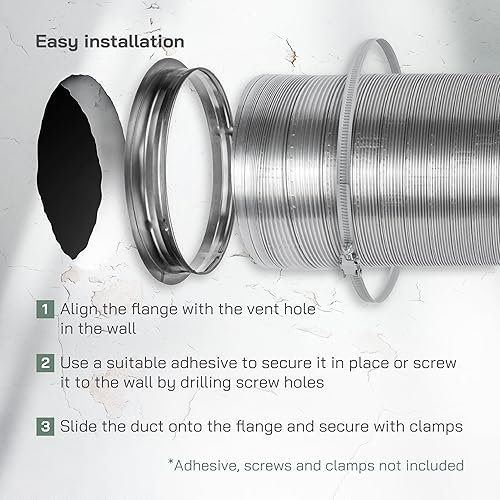 Miniatura 5 de Vent Systems Placa de conector de conducto de ventilación de aire de 10 "pulgadas Brida de conector de conducto de ventilación recta de tubería de