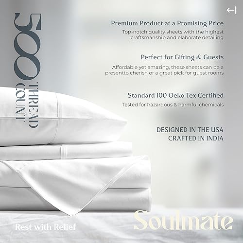 Miniatura 239 de Mayfair Linen Juego de sábanas de 100 % algodón a rayas, tamaño individual, sábanas de damasco de 500 hilos, tamaño individual, juego de 3 piezas