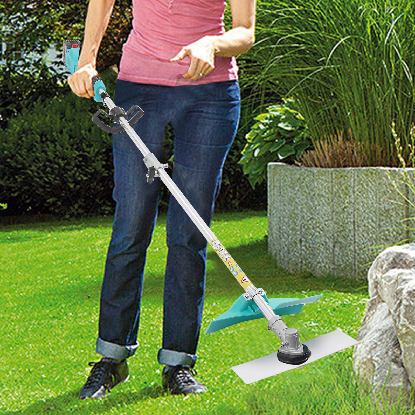 Cortacésped eléctrico con correa para el hombro, cortacésped de jardín (1300 W, 11000 rpm, cuchillas de 12 x 3,5 cm, varillas de 1,7 m, sin batería)