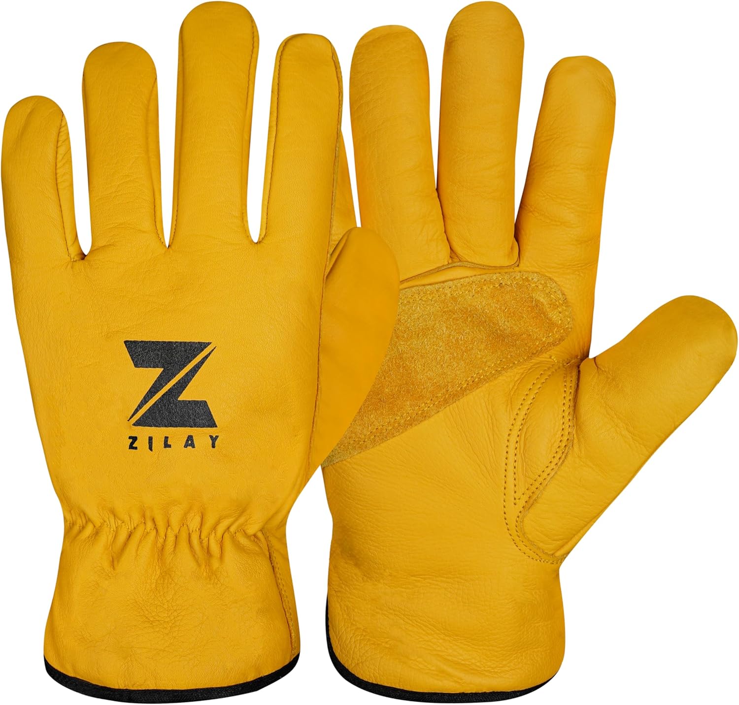 Safety Gloves Men & Women Heavy Duty Grain Cowhide for Gardening Farming and Construction Ranching Driving