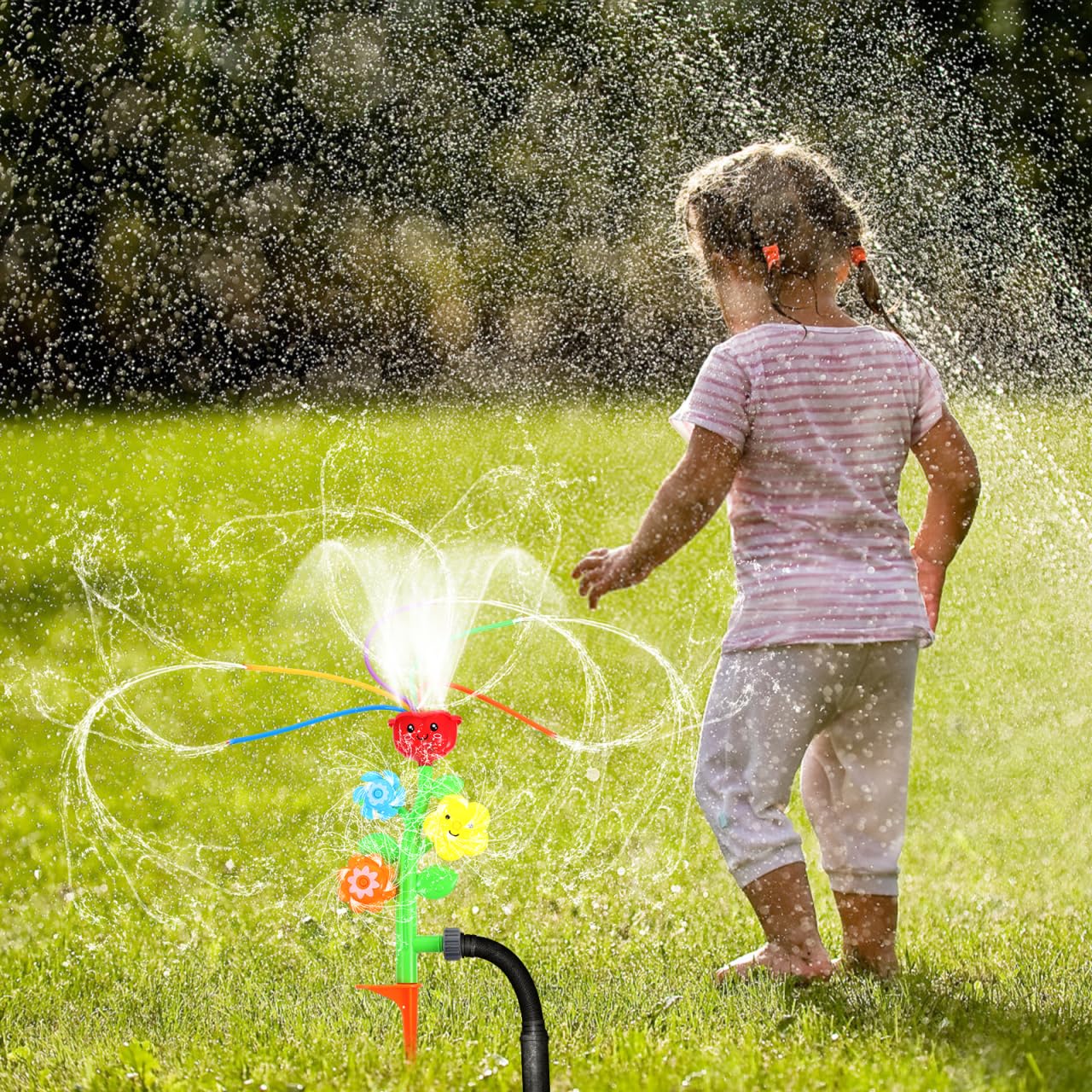 STOBOK Kinder Wassersprinkler Blume, Outdoor Rasensprenger Wasserspielzeug für Gartenschlauch, Sommer Wasserspaß Garten Spielzeug Draußen, Mädchen Jungen ab 3 4 5 6 7 8 Jahre