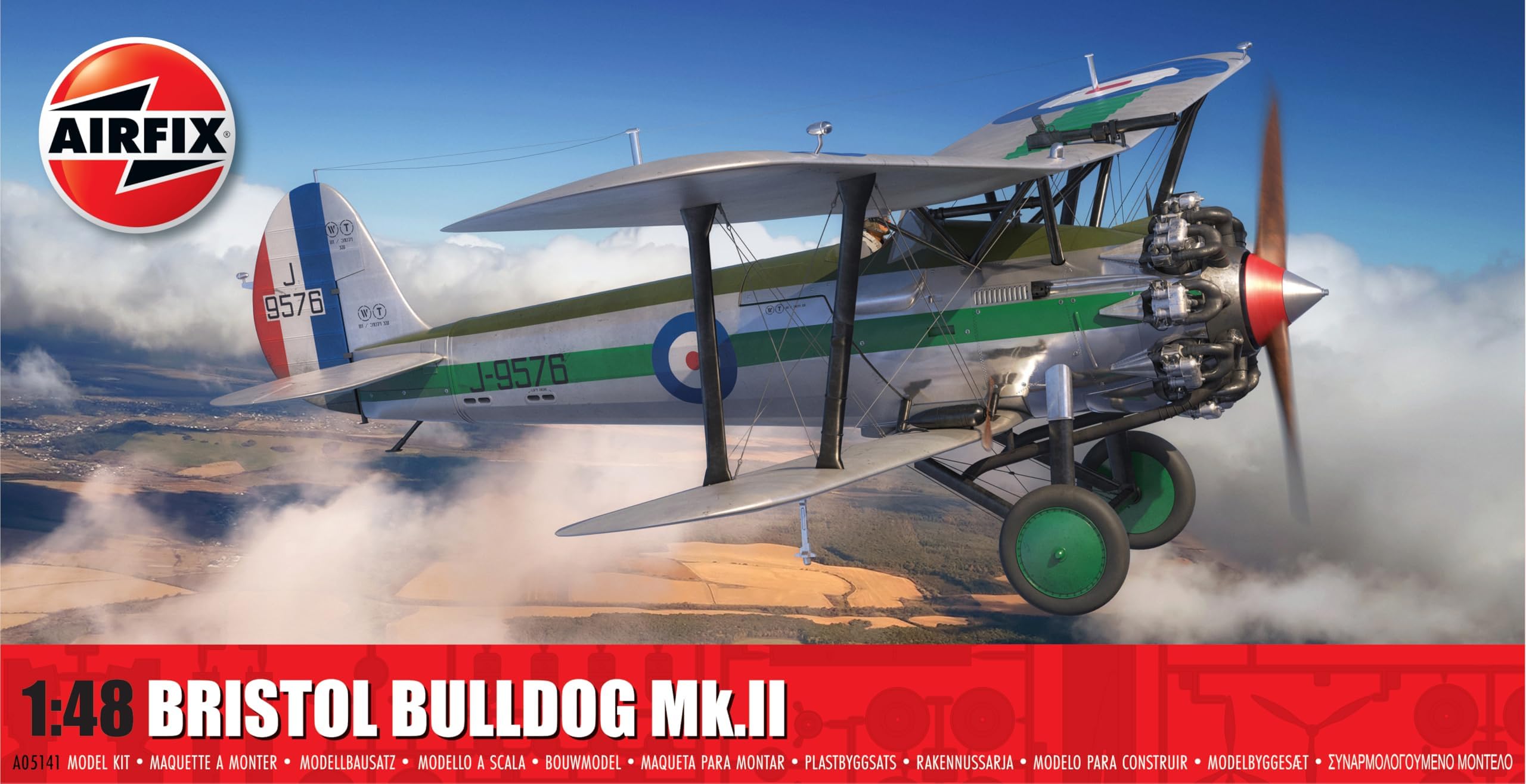 Standard Model Set - A05141 Bristol Bulldog Mk.II Model Building Kit - Plastic Aircraft Kit for Adults & Children 8+, Includes Sprues, Decals & Paint Guide - 1:48 Scale