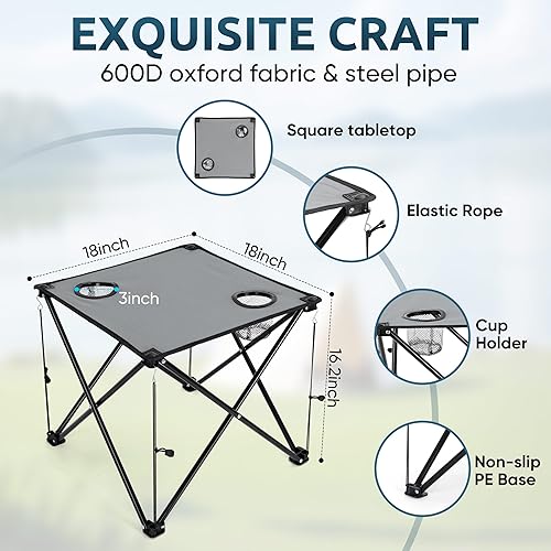 Miniatura 2 de HaSteeL Juego de 3 sillas de playa plegables, sillas de camping azules plegables y mesa gris para exteriores, silla de playa baja portátil para