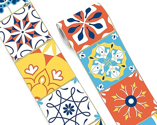 Vista 296 de FLFK Calcomanías de pared para despegar y pegar, para habitación de los niños, calcomanías de peces bajo el mar, 4 x 240 pulgadas (azul)