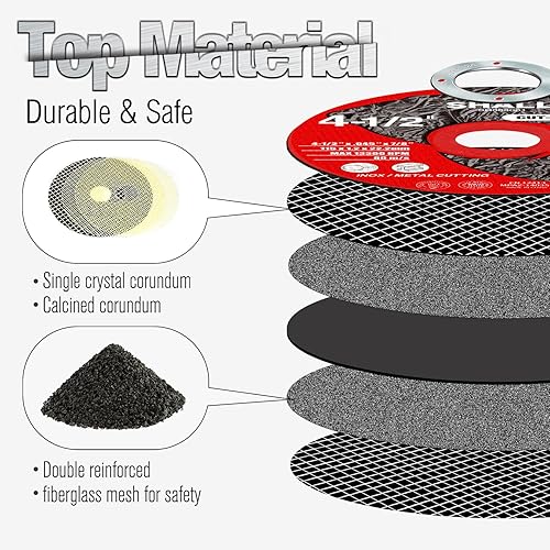 Miniatura 5 de SHALL Paquete de 50 ruedas de corte de 4 12 x 78 pulgadas, rueda de corte con bolsa para amoladora angular, disco de corte rápido de metal y acero