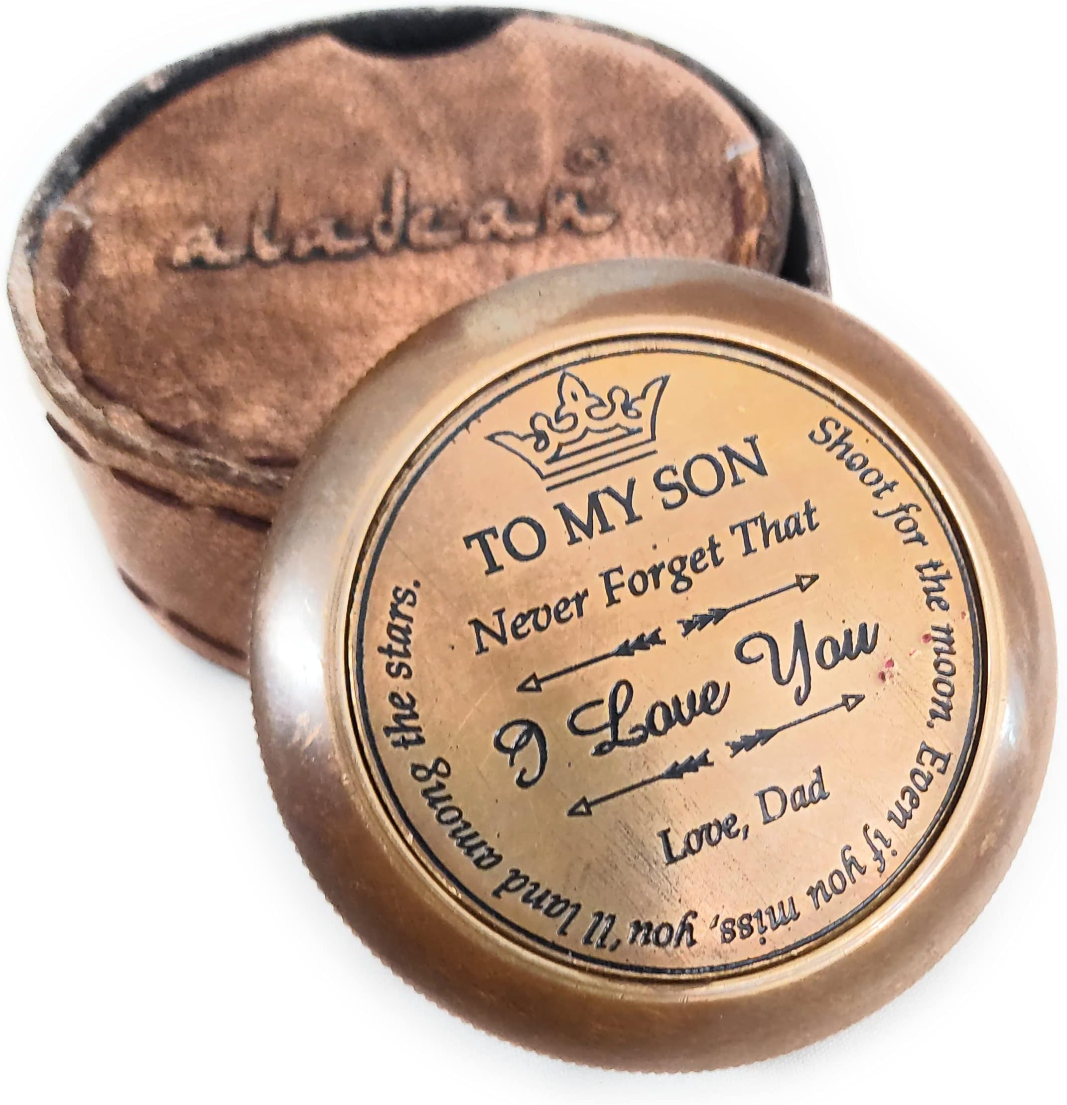 Gift for Son from Mom Dad | Engraved Compass 2' - Father to Son Gifts, Mom to Son Gifts for Graduation, Birthday Baptism Confirmation Communion