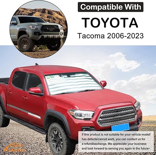Vista 44 de Aunginsy Parasol para parabrisas delantero de automóvil compatible con Toyota Tacoma 2006-2025, parasol plegable y reflectante para protección Plata