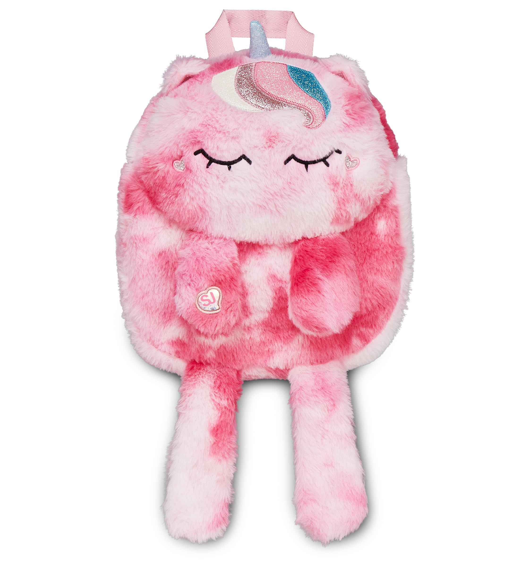 SJ GANG STYLE JAM GANG Nursery Backpack, Small Backpack, Unicorn for Girls in Pink Fur, with Adjustable Straps, Sparkly Details and Custom Sliders