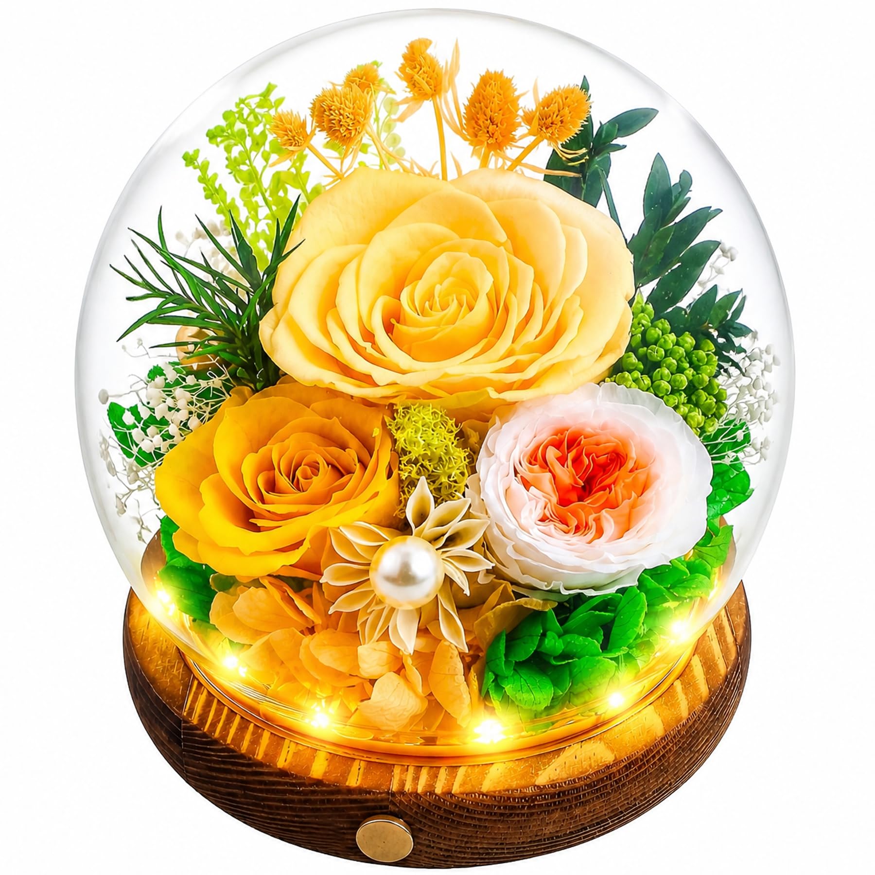 Elover Mother's Day Rose Gifts for Women,Preserved Eternal Rose in Glass Dome, Real Flowers for Her,Forever Love Thoughtful Miss-You Present for Mum Wife Girlfriend on Birthday (Champagne)