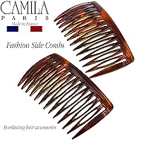 Vista 3 de Camila Paris AD825/2 - Peine lateral francés para el cabello, pequeño, curvado, diseño de concha de tortuga, diseño de torcido, decorativo, pinzas