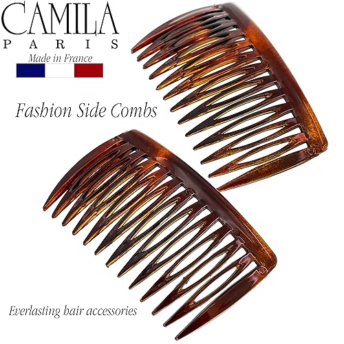 Miniatura 3 de Camila Paris AD8252 - Peine lateral francés para el cabello, pequeño, curvado, diseño de concha de tortuga, diseño de torcido, decorativo, pinzas