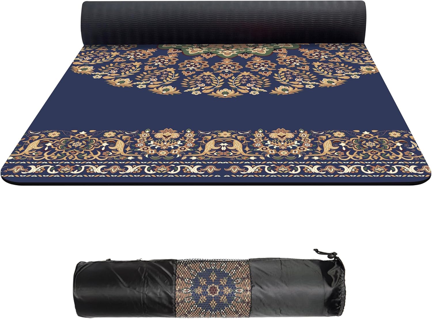 nuveti TPE Large Yoga Mat Non-Slip Exercise Fitness Mat with Carry Bag Extra Wide Yoga Mats for Women 72"x32" Extra Thick 6mm for Home, Pilates and Floor Exercises Workout Mats