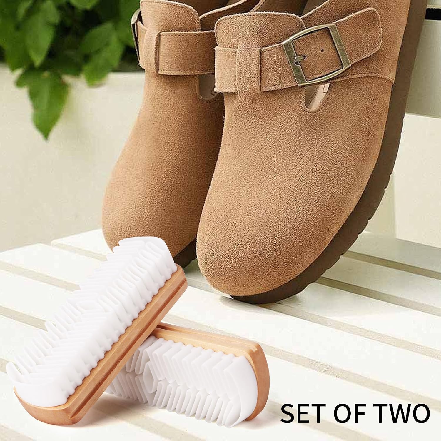 2Pcs Suede Cleaning Brush, Wooden Handle Suede Shoe Cleaner | Suede Eraser Kit for Shoes,Boots,Jackets, Bags, and Sofas By RARKVEN