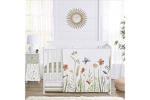 Sweet JojoDesigns Boho Floral Garden Watercolor Bohemian Baby Girl Nursery Bedding Set