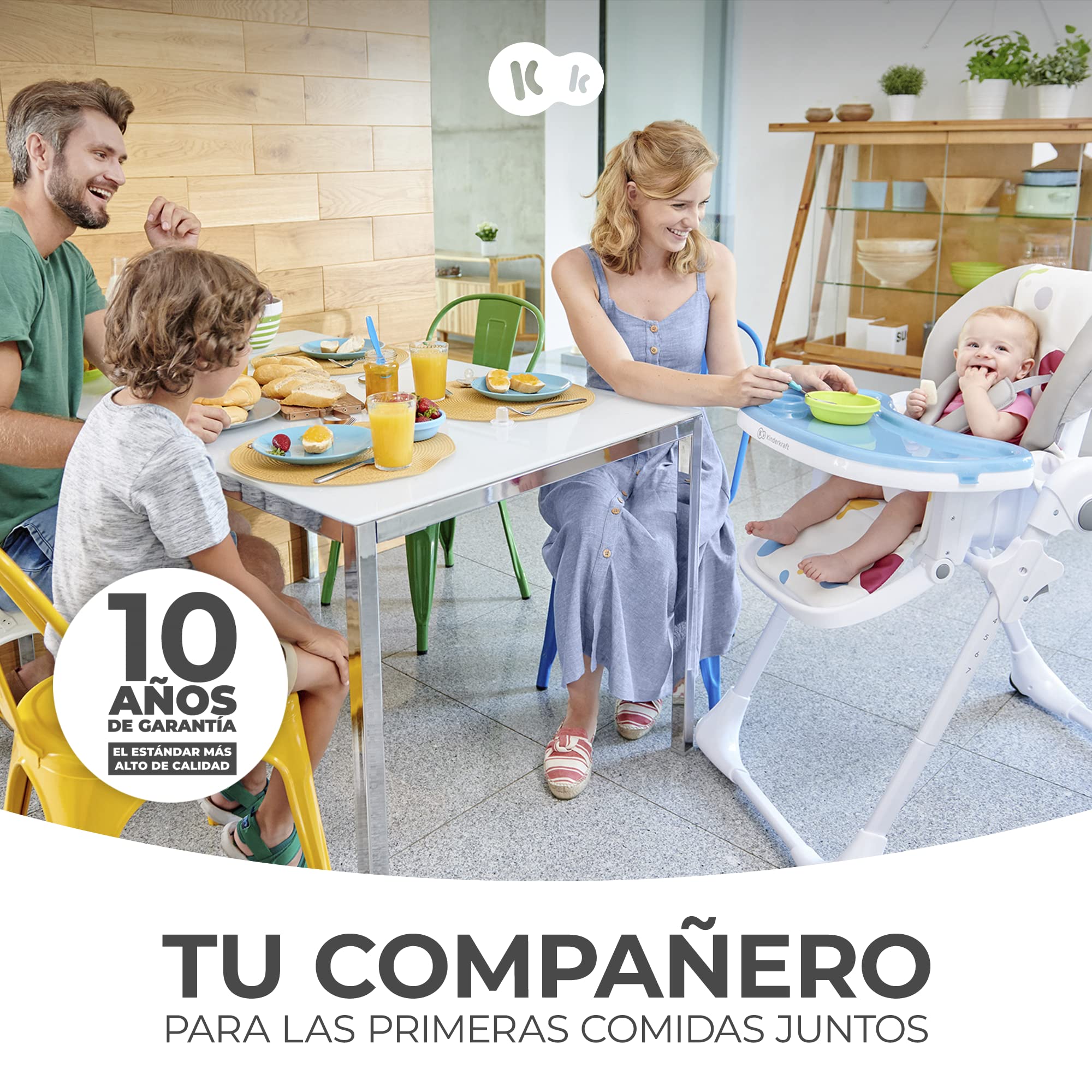 kk Kinderkraft Trona Bebé Ajustable Yummy, Bandeja, Hasta 3 Años, Gris