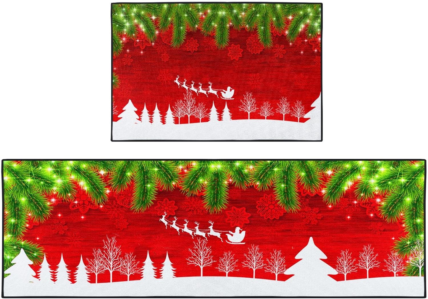 Tayney Christmas Kitchen Rugs and Mats Non Skid Washable