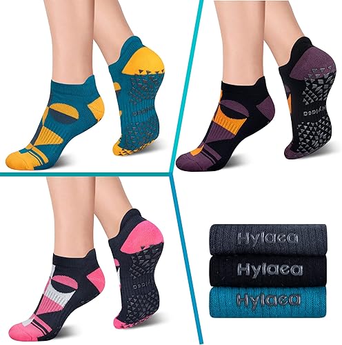 Miniatura 3 de Hylaea Calcetines antideslizantes unisex para yoga, hospitales, pilates y barre, al tobillo, acolchados