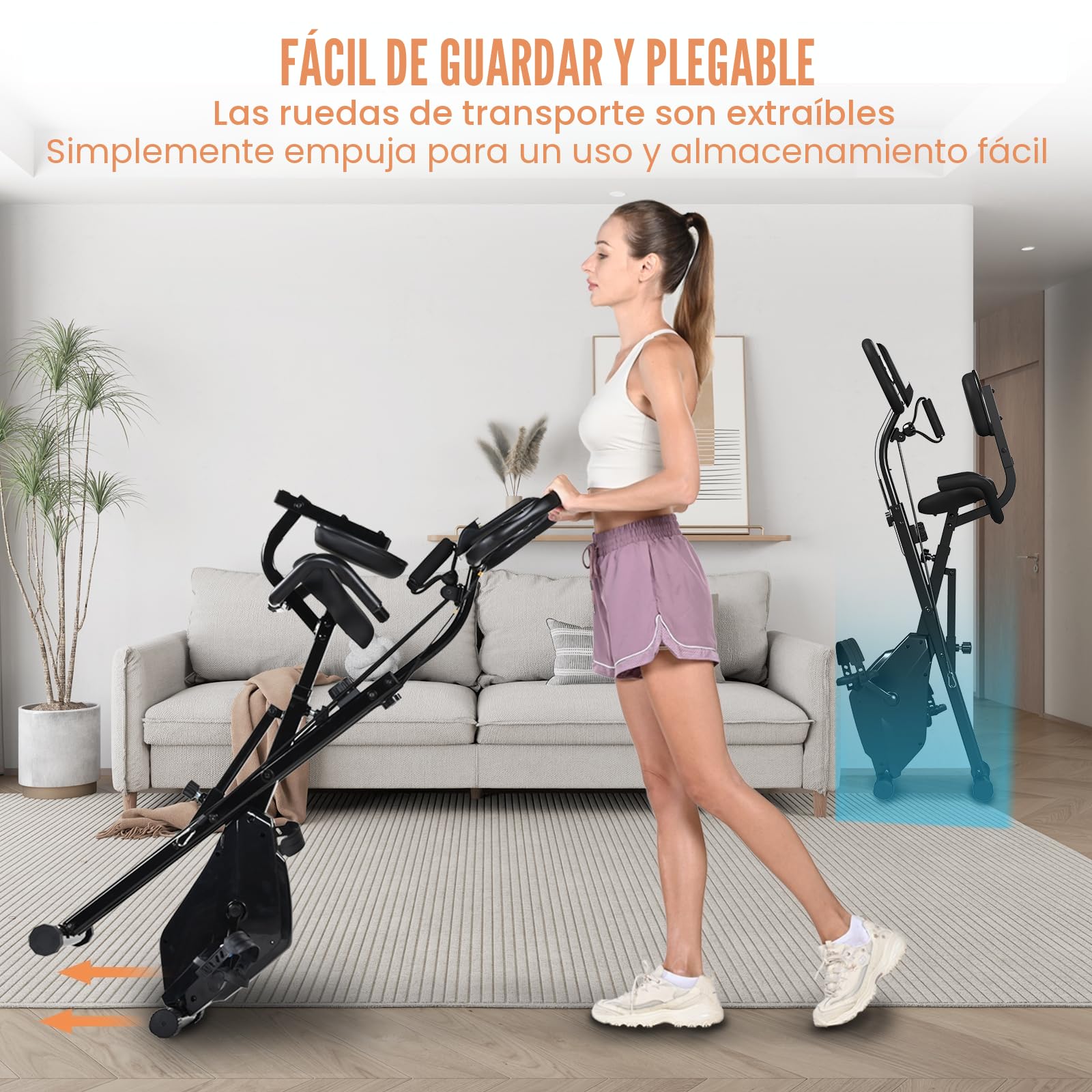 Dskeuzeew Bicicleta estática plegable, bicicleta estática con control magnético de resistencia ajustable de 16 niveles, bicicleta estática de casa con pantalla LCD y sensor de frecuencia cardíaca