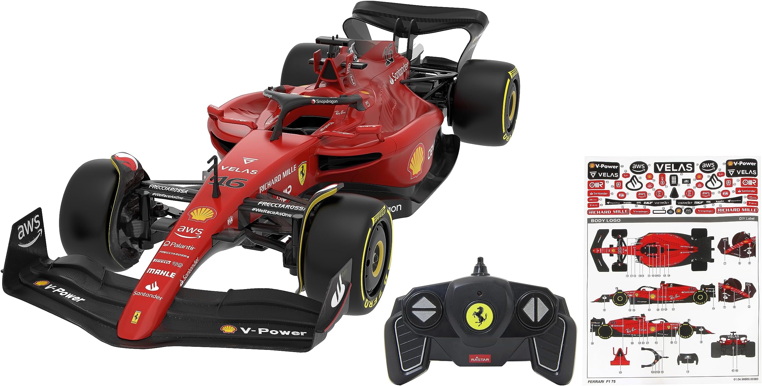 Ferrari F1-75 1:18 2.4GHz - 2.4GHz for Multiplayer Operation, Officially Licensed, Faithful Painting, RC Car
