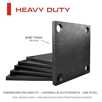 Weldable Square Steel Baseplate 3 Inch Steel Plate Laser Cut A36 Grade, 4mm Thick Heavy Duty 10 Pieces