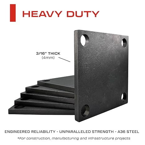 Weldable Square Steel Baseplate 3 Inch Steel Plate Laser Cut A36 Grade, 4mm Thick Heavy Duty 10 Pieces