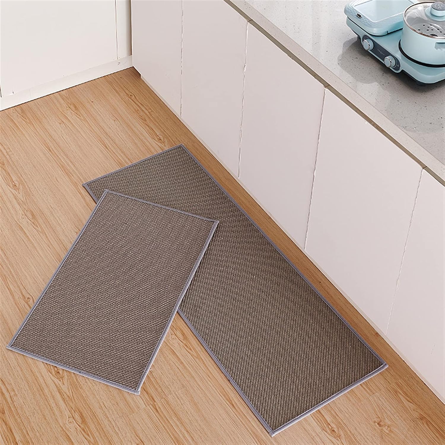 Twill Braided Kitchen Rug Non Slip Rubber Backing Floor Mats Absorbent Runner Rug for Doorway, Bathroom, Sink, Laundry, Office Grey 17.3"x59.1"