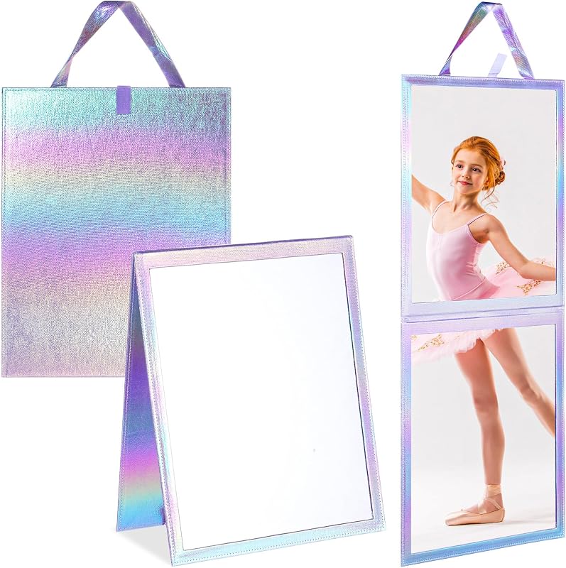 Chunful Espelho dobrável com alça para pendurar, 85,01 x 34,01 cm, roxo-claro, estilo Classic