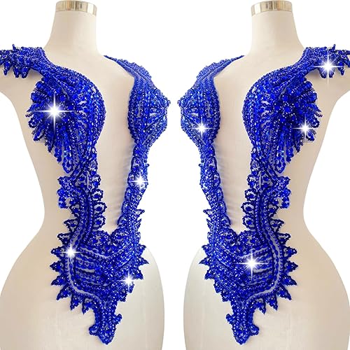 Vista 15 de Apliques hechos a mano de cristal en encaje, cuentas de diamantes de imitación de costura, parches de lentejuelas, accesorios de decoración de lujo