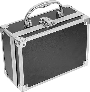 Portable Aluminum Alloy Cosmetic Case and Tool Box with Organizer Function, Stylish Black Makeup Suitcase for Travel and Storage, Sturdy Instrument Storage Briefcase