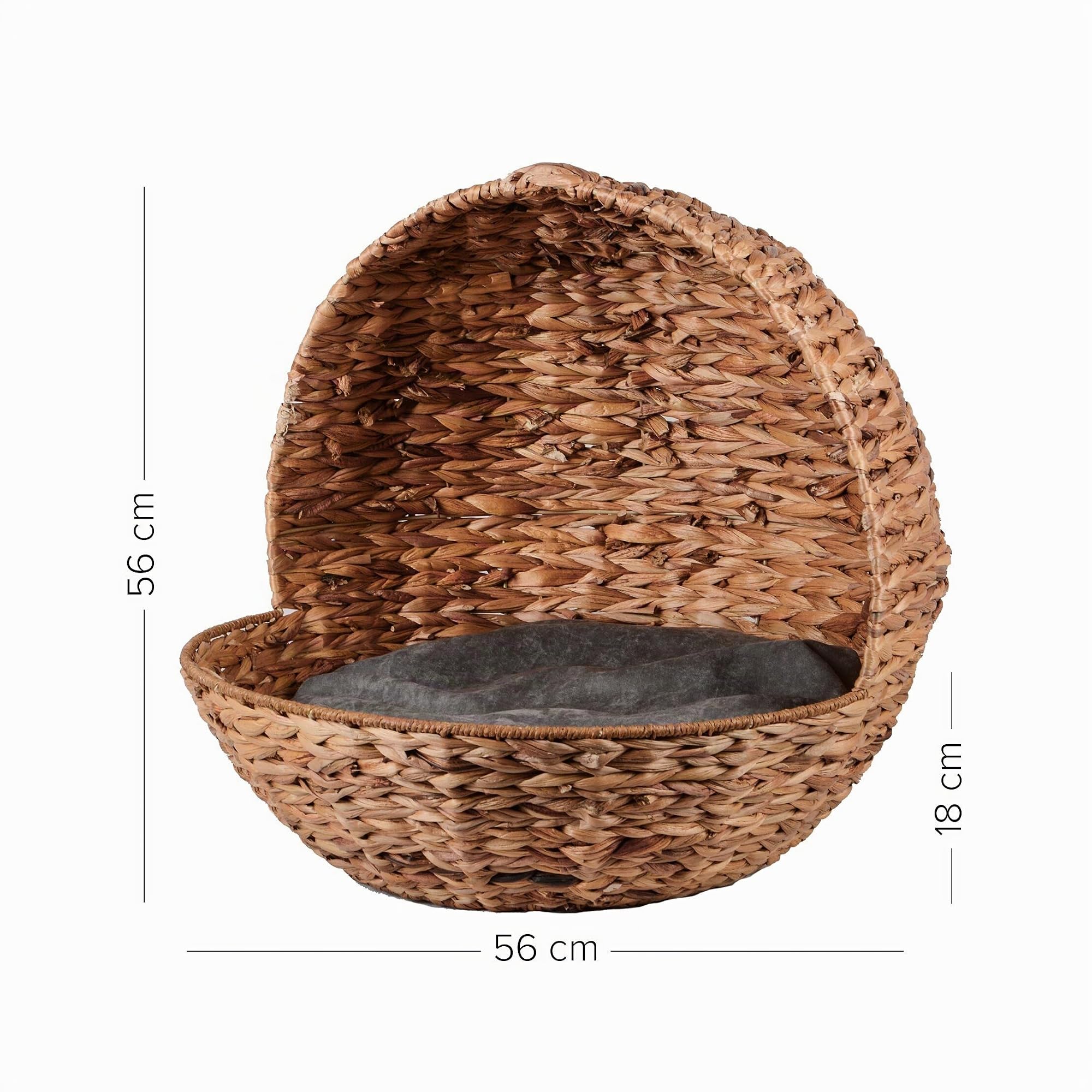 UNUS Haustierkorb rund/halbkugel offen Natur mit Kissen grau Ø 58 cm