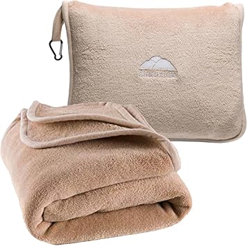 BlueHills Premium Soft Long Travel Blanket Pillow Tall, Airplane - Beige