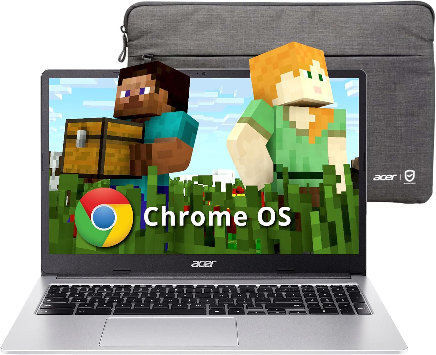 acer Chromebook 315 15.6" HD Laptop, Intel Pentium N6000, 4GB LPDDR4X, 128GB eMMC, Intel UHD Graphics, Num Pad, Webcam, Wi-Fi 6, Chrome OS, Silver (Renewed)