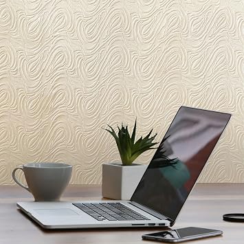Tink 3D Kendinden Yapışkanlı Duvar Kağıdı Yeni Nesil Akustik Keçe Panel Dalgalı Desen 52x98 cm (Ekru, 10 Adet 5 m²)