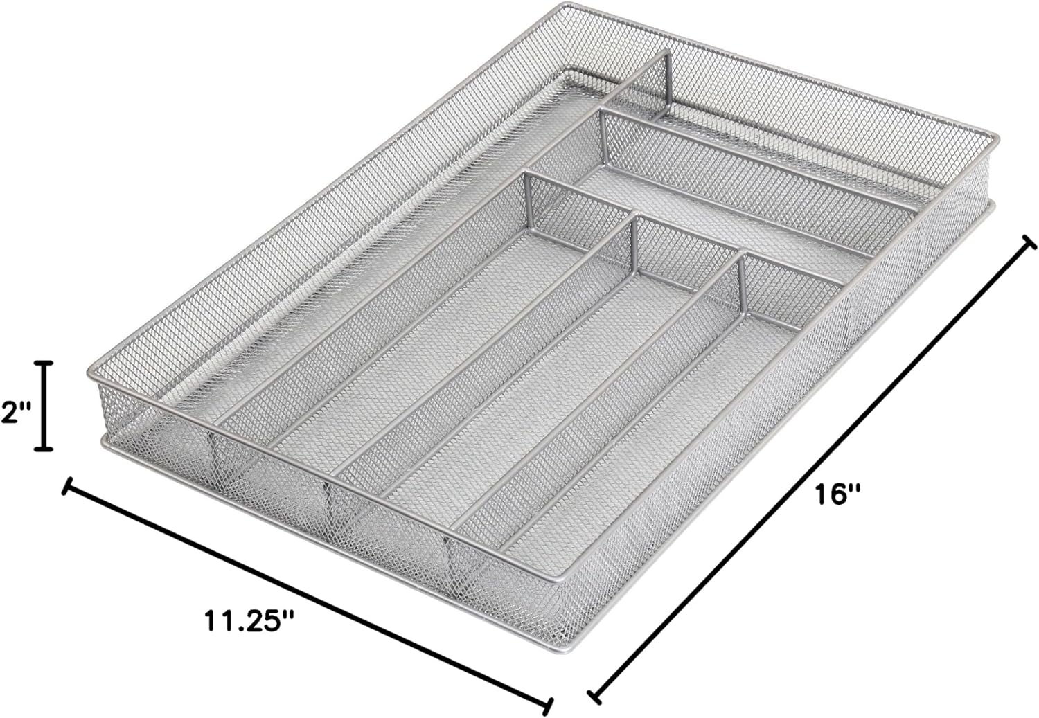 YBM Home Stainless Steel Silverware Tray Organizer for Kitchen Utensils, In-Drawer Cutlery Tray Mesh Utensil Drawer Organizer with 6 Compartments for Kitchen and Office