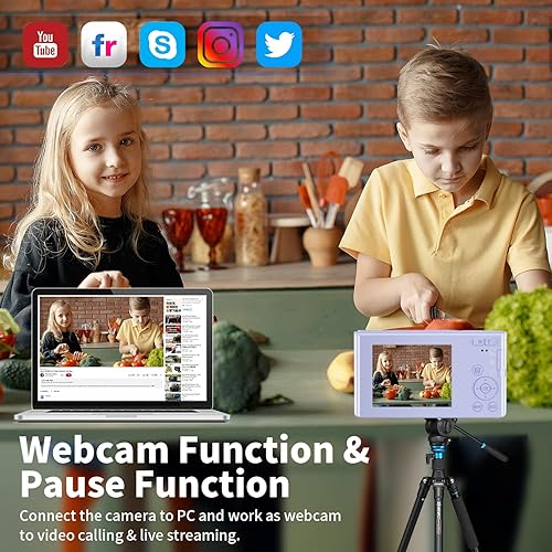 Miniatura 3 de VJIANGER Cámara digital 4K de 44MP para apuntar y disparar con zoom digital de 16X, cámara para niños de 2.4 pulgadas con tarjeta SD de 32 GB,