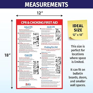 ZOCO CPR & Choking First Aid Posters (2-Pack, English & Spanish) Laminated 12x18 Compliance Signs Restaurant, Workplace, School Nurse Office, Daycare, Medical Clinic Wall Charts