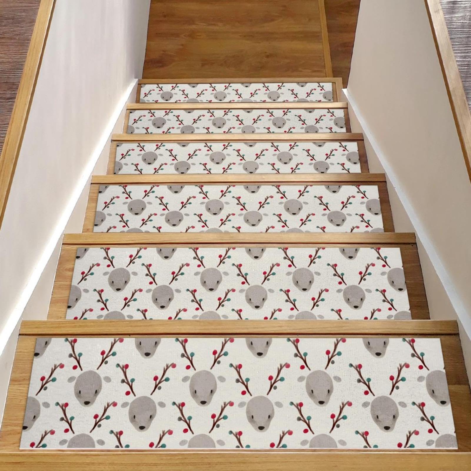 Alfombra para peldaños de escalera interior que evita resbalones en madera 8x30