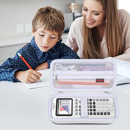Vista 63 de Elonbo Funda de transporte para calculadora gráfica de color Texas Instruments TI-84 Plus CE/TI-84 Plus/TI-83 Plus/TI-83 Plus CE, bolsillo de malla